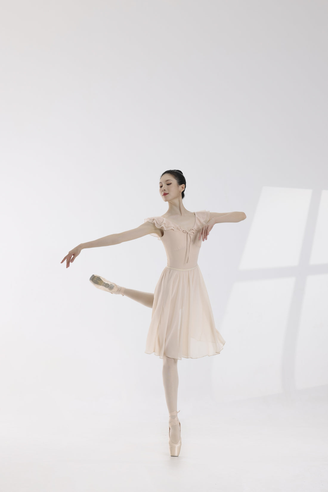Peach Honey Double Ruffle Ballet Leotard