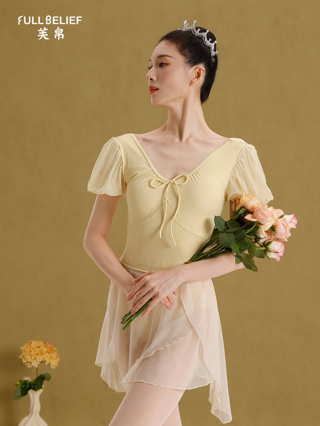 Butter Cream Puff Sleeve Ballet Leotard product image 10
