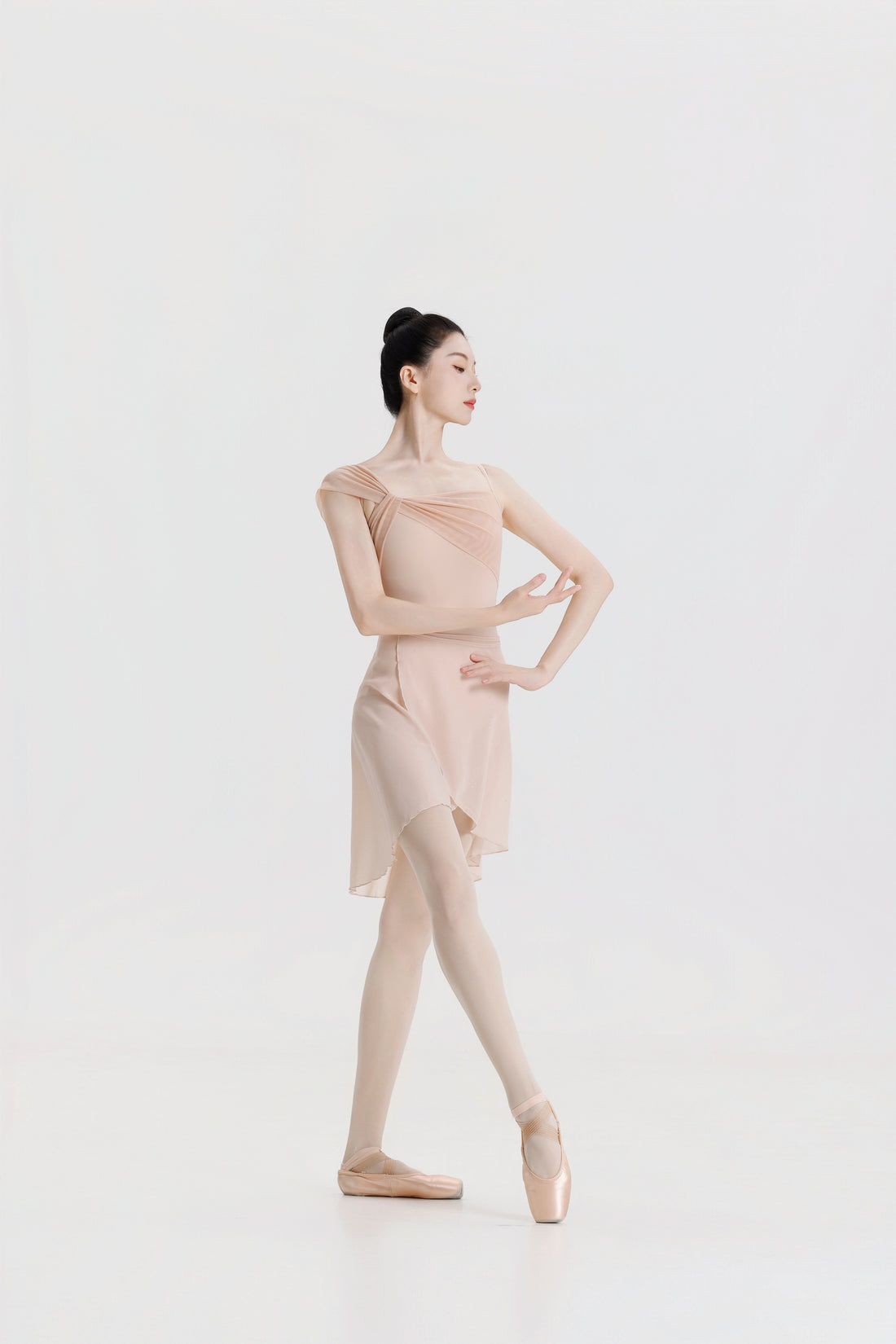 Peach Pink Asymmetric Strap Ballet Leotard product image 3