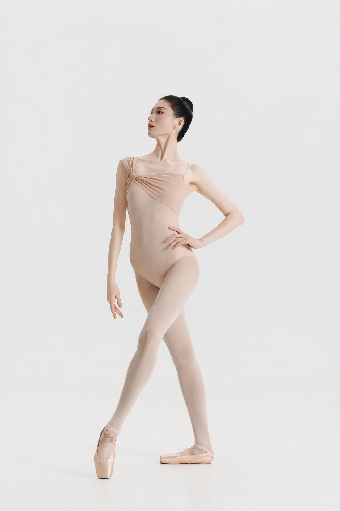 Peach Pink Asymmetric Strap Ballet Leotard product image 4