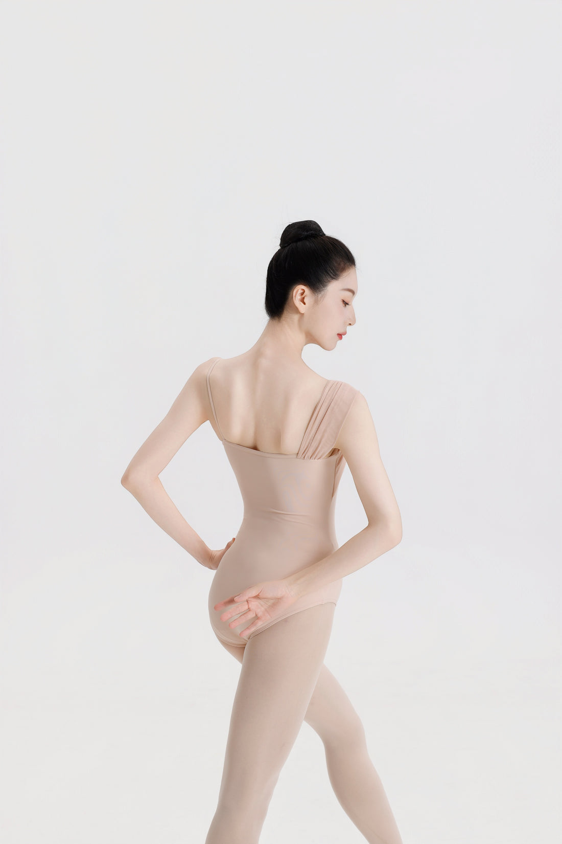 Peach Pink Asymmetric Strap Ballet Leotard product image 5