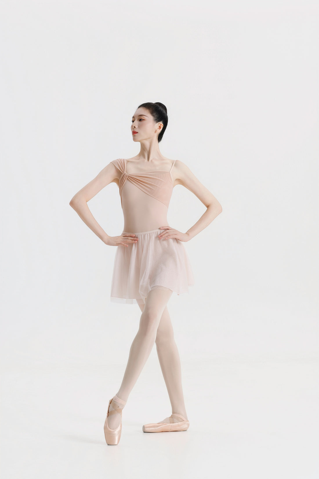 Peach Pink Asymmetric Strap Ballet Leotard product image 9