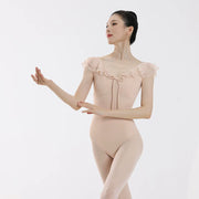 Peach Honey Double Ruffle Ballet Leotard - Peach Honey (Leotard with Removable Pads)
