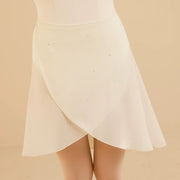 Shell Pink Mesh Puff Sleeve Ballet Leotard - Moonlight Apricot (Pull-On Wrap Skirt) One Size