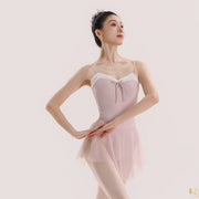 Blush Lace Sweetheart Skirted Ballet Leotard - Blush Pink-with Removable Pads