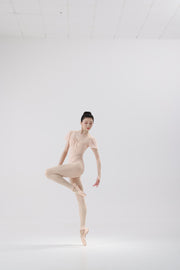 Shell Pink Mesh Puff Sleeve Ballet Leotard