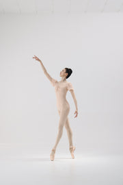 Shell Pink Mesh Puff Sleeve Ballet Leotard