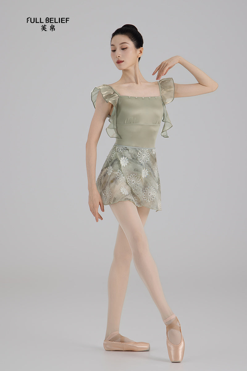Cool Tea Ruffle Sleeve Ballet Leotard