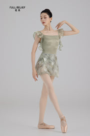 Cool Tea Ruffle Sleeve Ballet Leotard