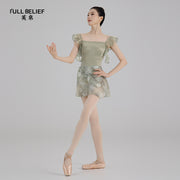 Cool Tea Ruffle Sleeve Ballet Leotard