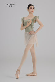 Cool Tea Ruffle Sleeve Ballet Leotard