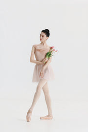 Peach Pink Asymmetric Strap Ballet Leotard