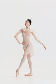 Peach Pink Asymmetric Strap Ballet Leotard