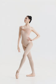 Peach Pink Asymmetric Strap Ballet Leotard