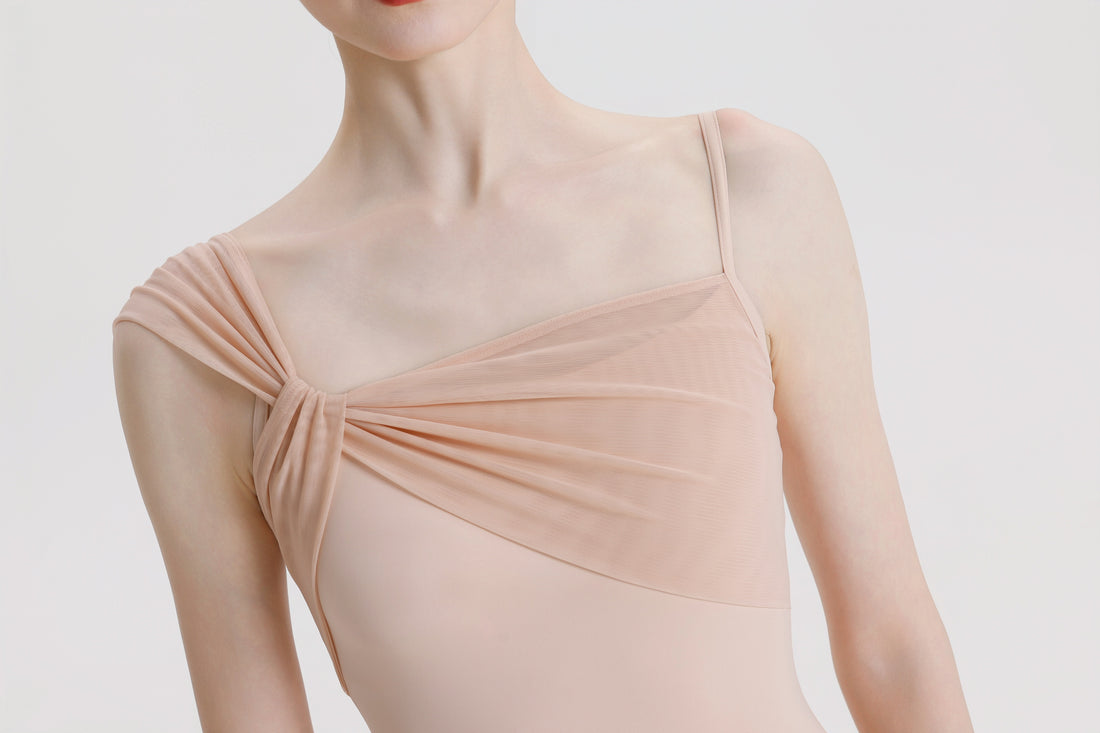 Peach Pink Asymmetric Strap Ballet Leotard product image 6