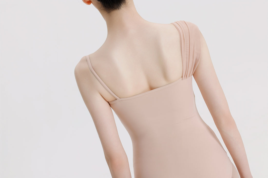 Peach Pink Asymmetric Strap Ballet Leotard product image 8