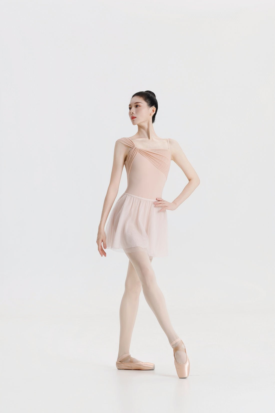 Peach Pink Asymmetric Strap Ballet Leotard product image 10