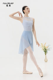 Frost Blue Mesh Halter Ballet Leotard