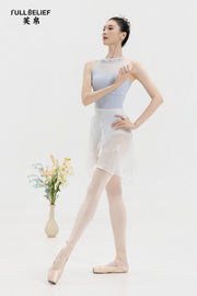 Frost Blue Mesh Halter Ballet Leotard