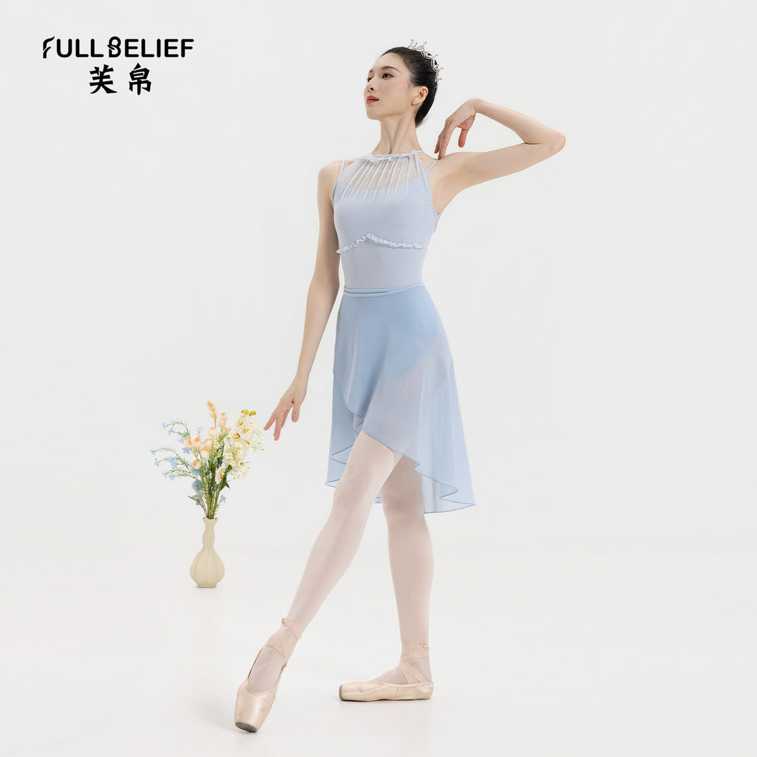 Frost Blue Mesh Halter Ballet Leotard product image 5