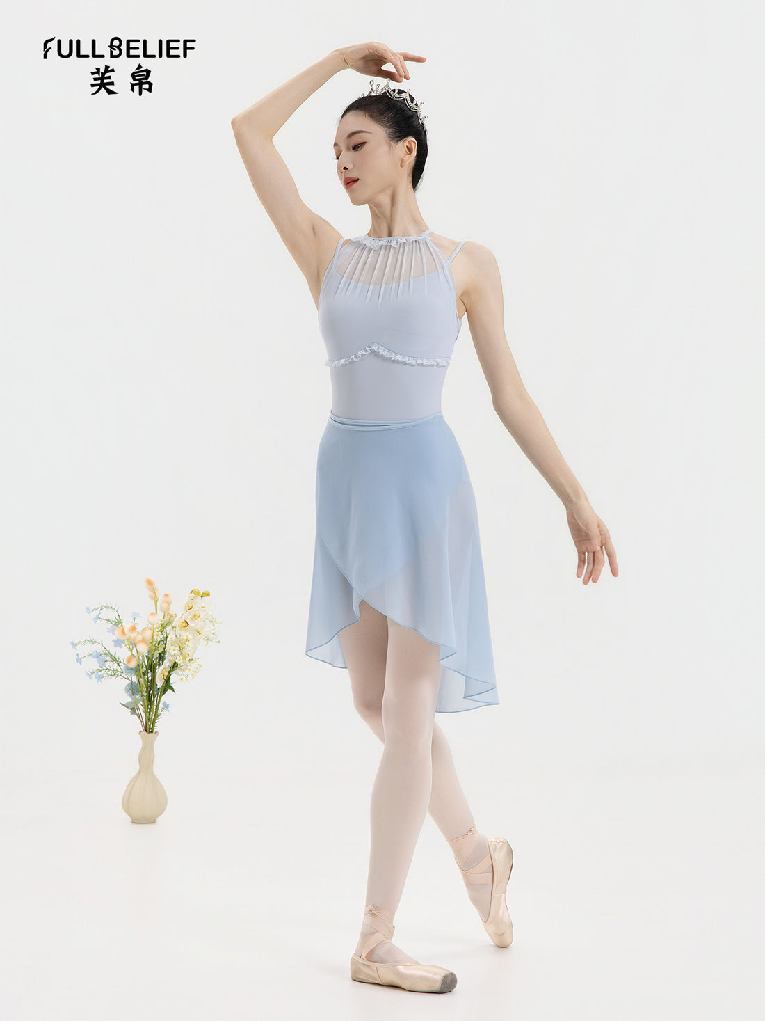 Frost Blue Mesh Halter Ballet Leotard product image 9