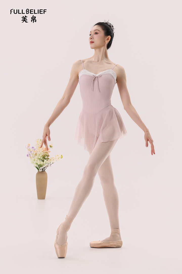 Blush Lace Sweetheart Skirted Ballet Leotard